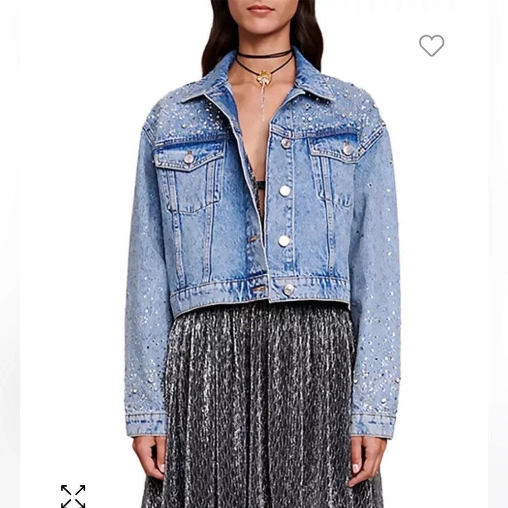 Maje Betoile Rhinetone denim jacket
